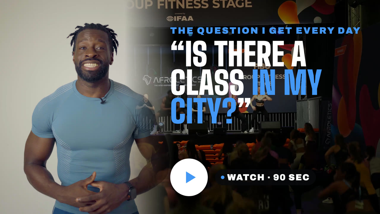 Isaac next to a full FIBO class: is there an Afroletics class in my city? Watch, 90 seconds